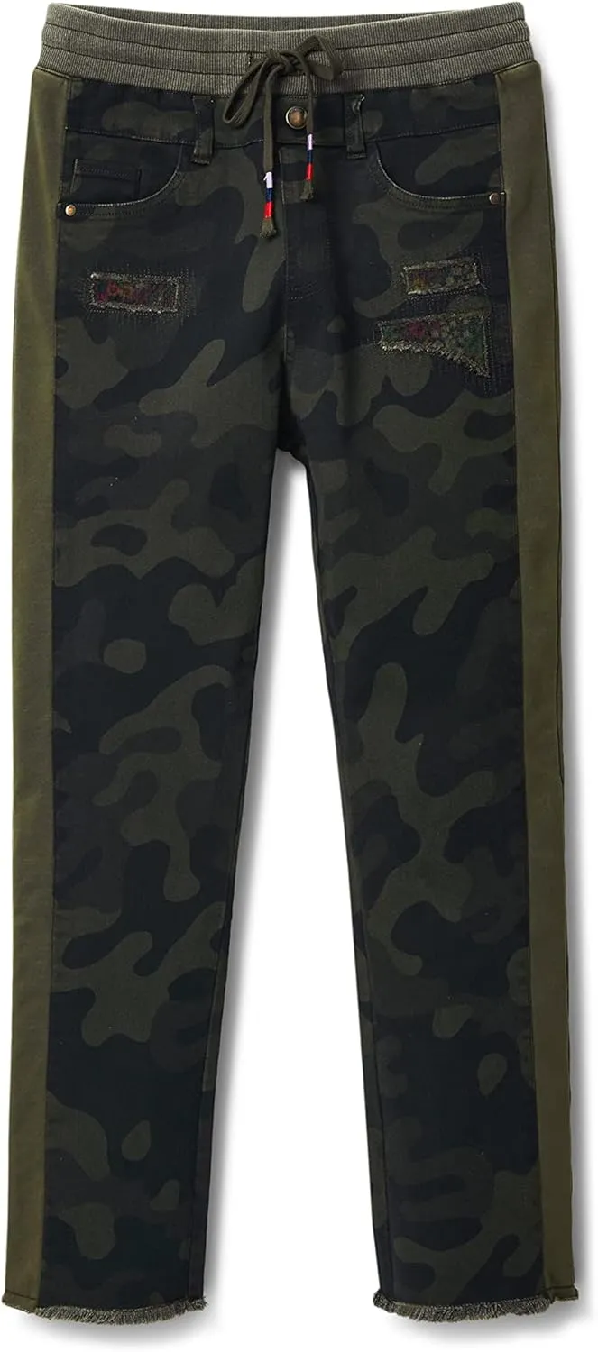 Desigual Damen Hose - Camouflage Chino Pants mit Kordelzug 22WWPN134086 GR. XS