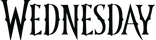 Logo der Netflix‑Serie „Wednesday“ – gotische Schrift mit spitzen Serifen und mystisch-horroriger Wirkung